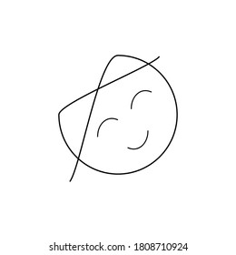 Cat logo smiling sign. thin line