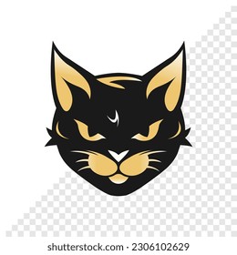 Cat logo or sticker. Cat head. Elegant and pretty pet. Fluffy kitty. Vector