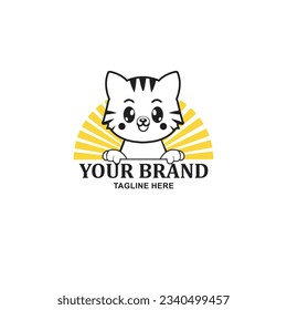 cat logo and sun background