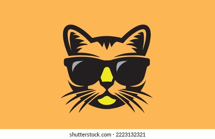 cat logo in sunglasses icon