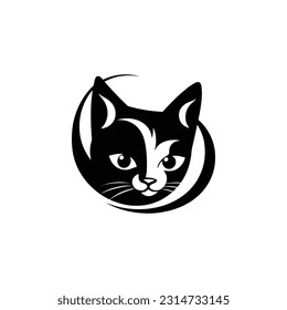 cat logo template, cartoon, vector illustration