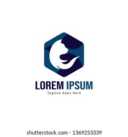 Cat logo template design. Cat logo with modern frame isolated on white background