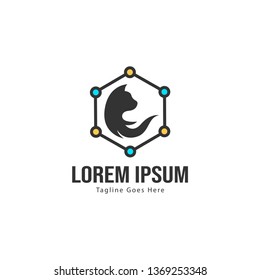 Cat logo template design. Cat logo with modern frame isolated on white background