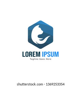 Cat logo template design. Cat logo with modern frame isolated on white background