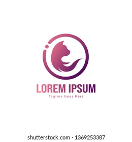 Cat logo template design. Cat logo with modern frame isolated on white background