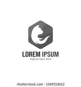 Cat logo template design. Cat logo with modern frame isolated on white background