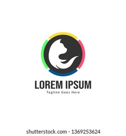 Cat logo template design. Cat logo with modern frame isolated on white background