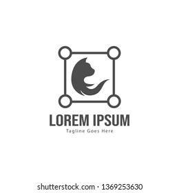 Cat logo template design. Cat logo with modern frame isolated on white background