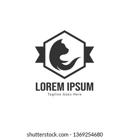 Cat logo template design. Cat logo with modern frame isolated on white background
