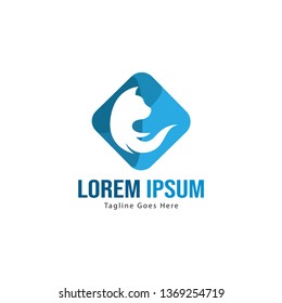 Cat logo template design. Cat logo with modern frame isolated on white background