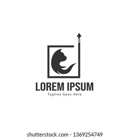 Cat logo template design. Cat logo with modern frame isolated on white background