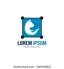 Cat logo template design. Cat logo with modern frame isolated on white background