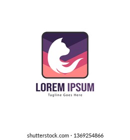 Cat logo template design. Cat logo with modern frame isolated on white background