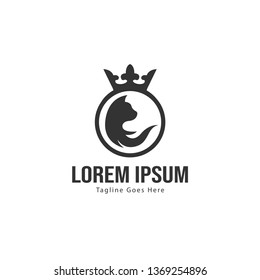 Cat logo template design. Cat logo with modern frame isolated on white background