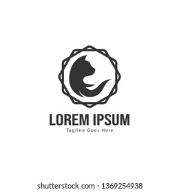 Cat logo template design. Cat logo with modern frame isolated on white background