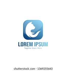 Cat logo template design. Cat logo with modern frame isolated on white background