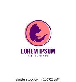 Cat logo template design. Cat logo with modern frame isolated on white background
