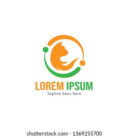 Cat logo template design. Cat logo with modern frame isolated on white background
