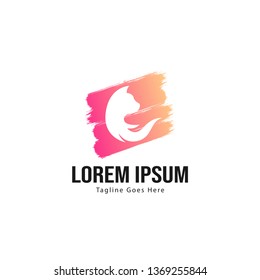 Cat logo template design. Cat logo with modern frame isolated on white background