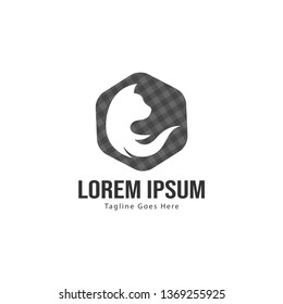 Cat logo template design. Cat logo with modern frame isolated on white background