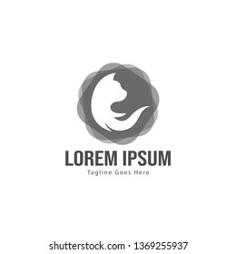 Cat logo template design. Cat logo with modern frame isolated on white background