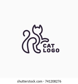 Cat logo template design. Vector illustration.