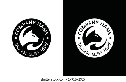 CAT. Plantilla de logotipo de gato. ilustración de un gato en círculo. Perfecto para logotipos de empresas de mascotas. LOGO CAT	
