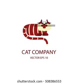 Cat logo template in modern flat design isolated on white background. Vector illustration