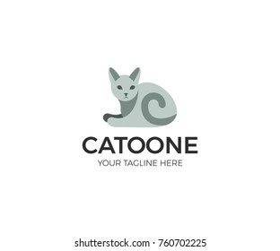 Cat Logo Template. Pet Simple Vector Design. Animal colored Illustration