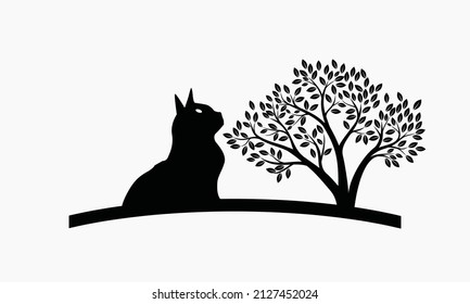 Cat logo with tree logo templates