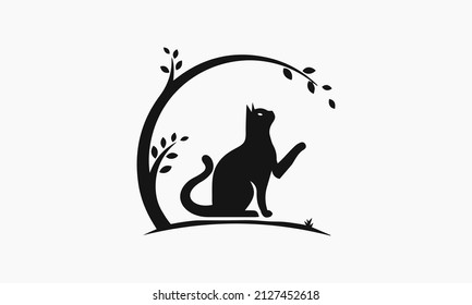Logo de Cat con plantillas de logotipo de árbol