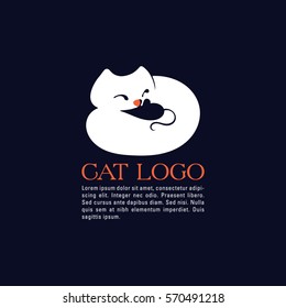 Cat logo - trendy negative space design
