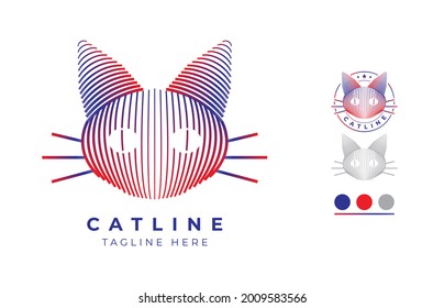 Cat logo using line colour blends with color theme