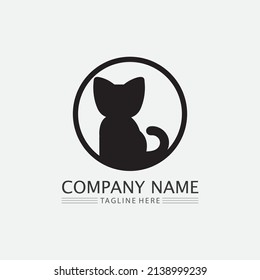 cat logo and vector animal icon footprint kitten calico logo dog symbol cartoon character sign illustration doodle design