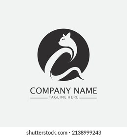 Katzenlogo und Vektorsymbol für Tierbilder Kätzchen-Kätzchen-Logo-Kätzchen-Logo-Symbol-Karikatur-Zeichen-Abbildung Dodle-Design