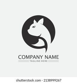 cat logo and vector animal icon footprint kitten calico logo dog symbol cartoon character sign illustration doodle design