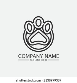 cat logo and vector animal icon footprint kitten calico logo dog symbol cartoon character sign illustration doodle design