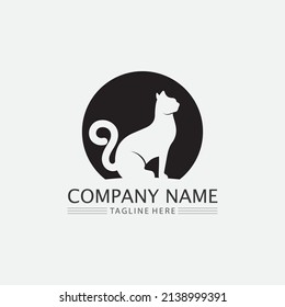 cat logo and vector animal icon footprint kitten calico logo dog symbol cartoon character sign illustration doodle design