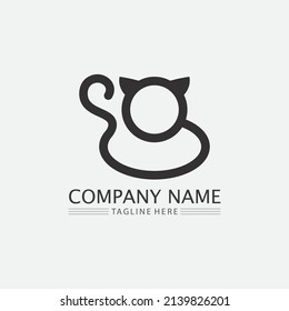 cat logo and vector animal icon footprint kitten calico logo dog symbol cartoon character sign illustration doodle design