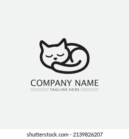 cat logo and vector animal icon footprint kitten calico logo dog symbol cartoon character sign illustration doodle design