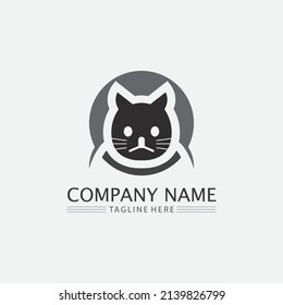 cat logo and vector animal icon footprint kitten calico logo dog symbol cartoon character sign illustration doodle design
