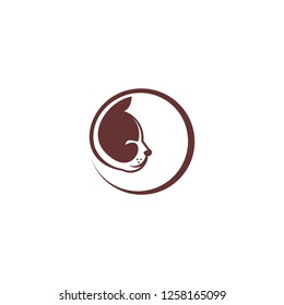 Cat logo vector design, cat logo circle design.