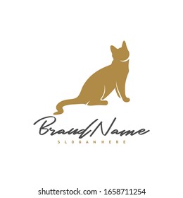 Cat logo vector design template, Silhouette Cat logo, Illustration