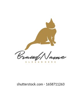 Cat logo vector design template, Silhouette Cat logo, Illustration