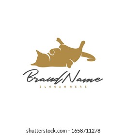 Cat logo vector design template, Silhouette Cat logo, Illustration