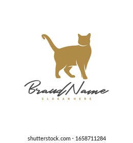 Cat logo vector design template, Silhouette Cat logo, Illustration