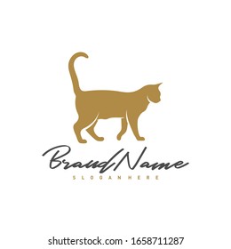 Cat logo vector design template, Silhouette Cat logo, Illustration