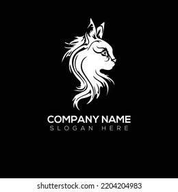 Diseño de ilustración vectorial de logotipo de gato 
