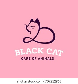 cat logo - vector illustration, emblem design 