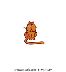 The cat logo. Logo with the cat vector. Illustration of a funny fat orange cat